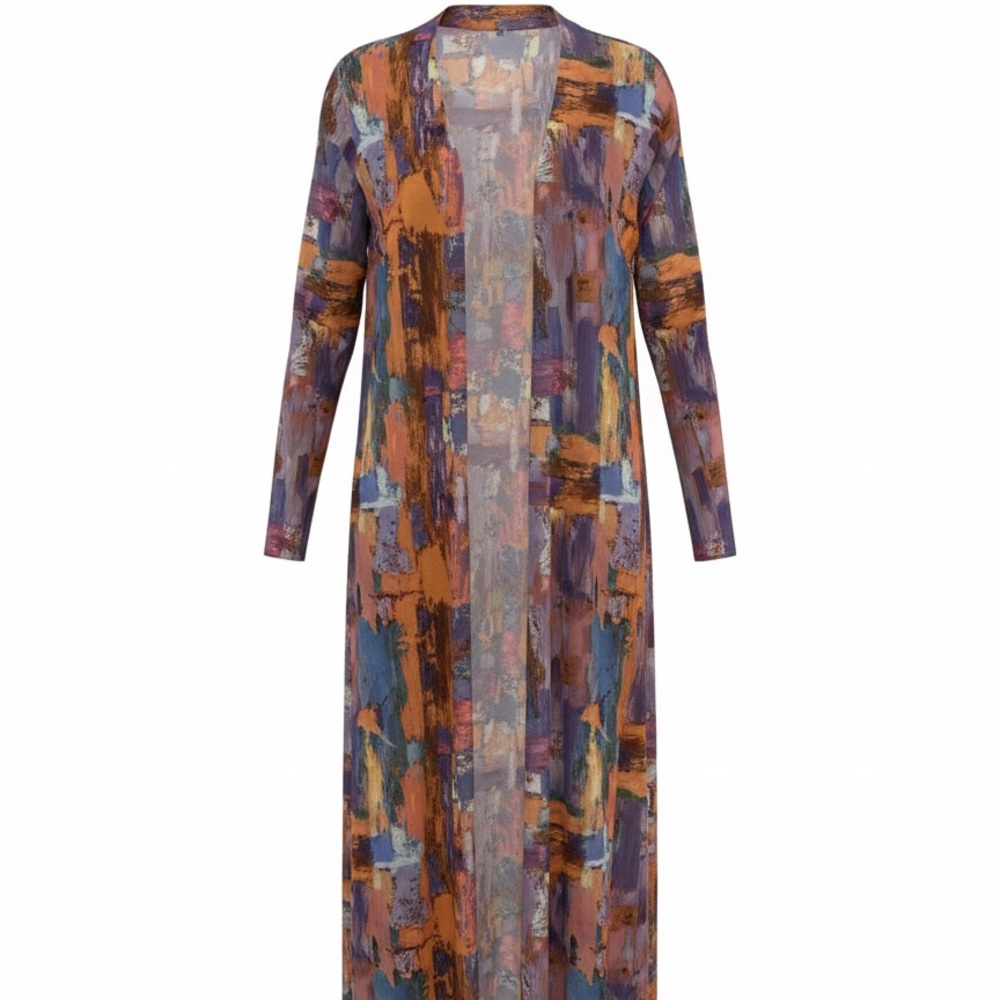 Colorful Abstract Long Sleeve Women's Cardigan